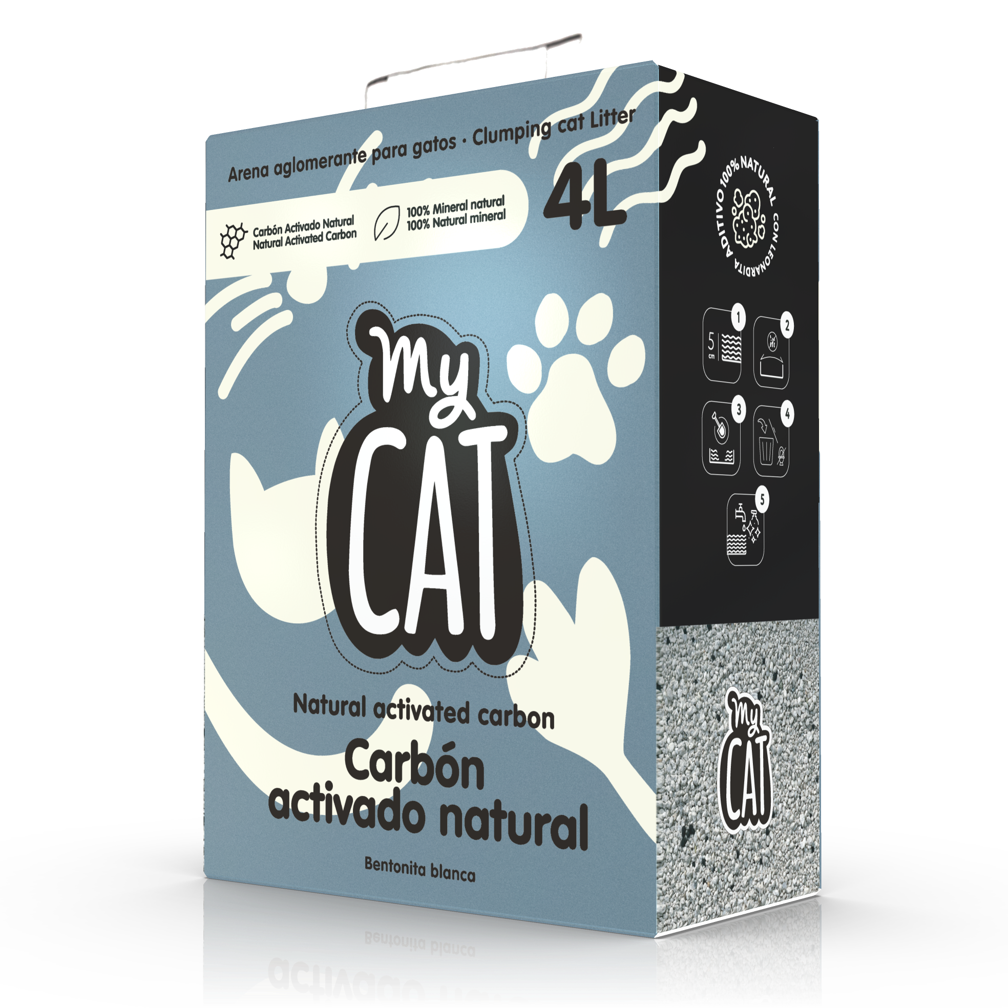 MyCAT Aglomerante Blanca con Carbón Activo NATURAL (4L)