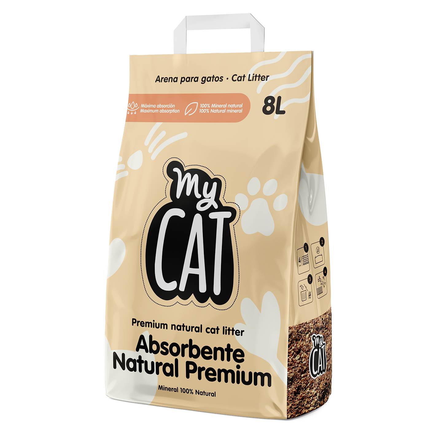MyCAT Absorbente Natual Rosa (Pack de 4 bolsas - 32L)