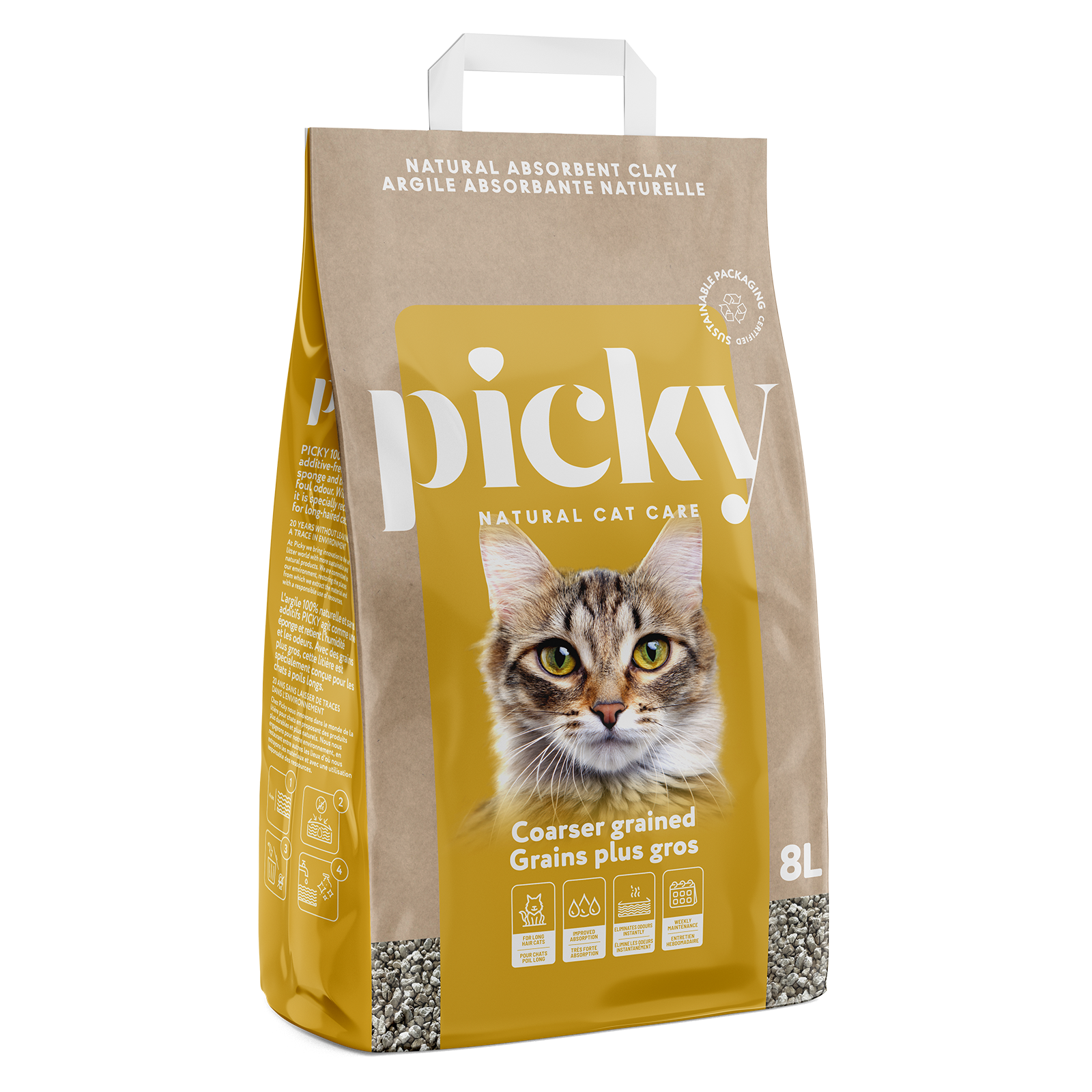 Picky Absorbente Natural Grano Grueso (Pack de 2- 16L)